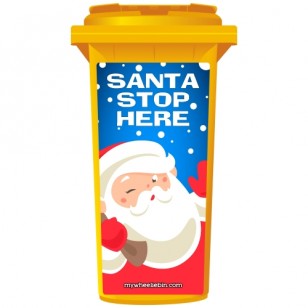 Santa Stop Here Night Time Wheelie Bin Sticker Panel